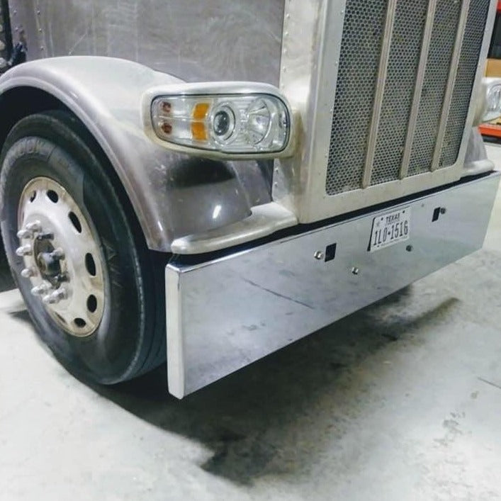 Peterbilt 389 premium 8 gauge chrome 18" boxed end bumper w/standard tow & mounting holes