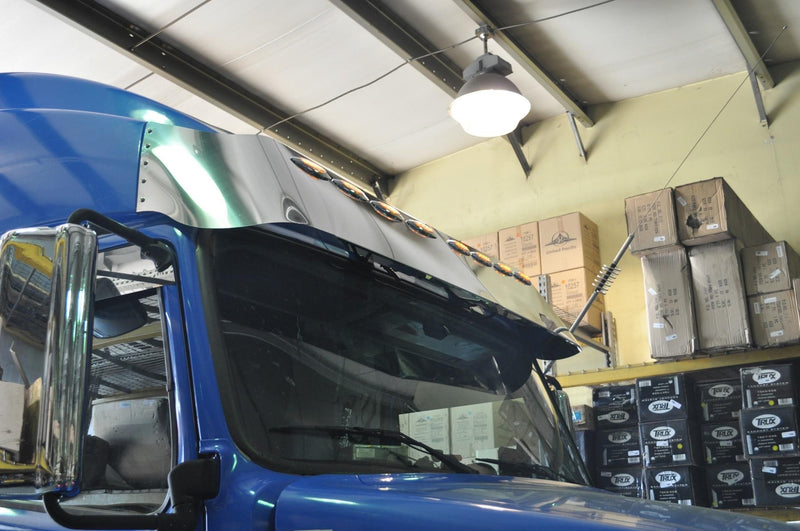 Volvo VN670 / 730 / 780 high roof 2003+ 17" stainless steel visor w/8 combo holes