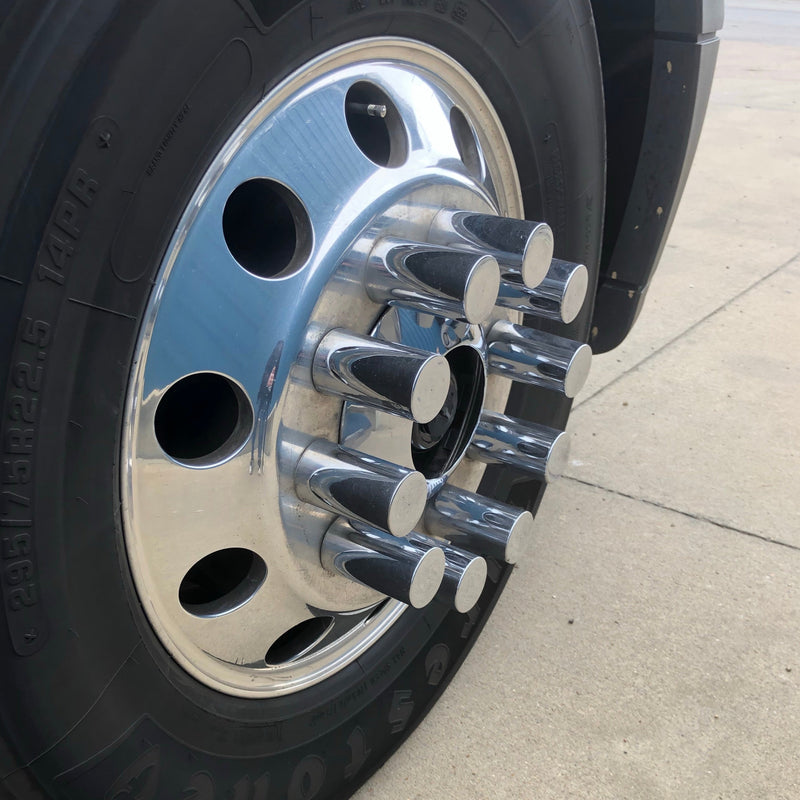 33mm chrome plastic 4.25" extra-long flat-top cylinder screw-on lugnut cover - GG/10246