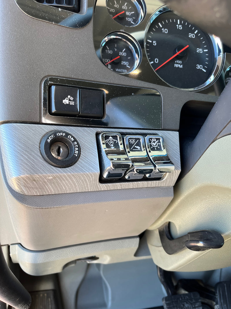 Kenworth T680/T880/W990 chrome plastic dash rocker switch cover - 3/pack